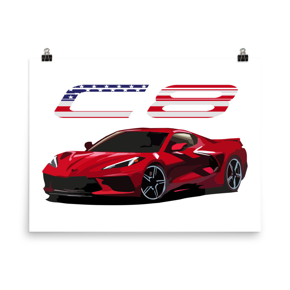 2021 Corvette C8 Stars and Bars Poster