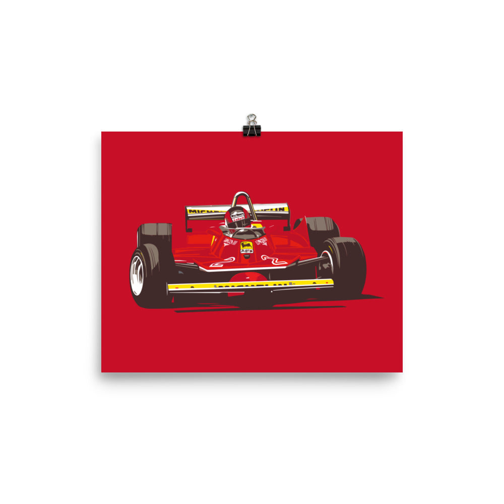 Gilles Villeneuve F1 Race Car Poster 8" x 10"