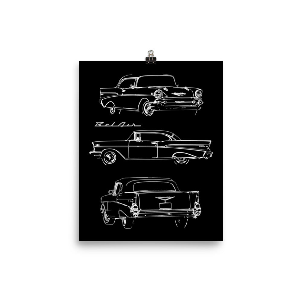 1957 Chevy Bel Air Antique Classic Collector Car Gift Poster 8 x 10