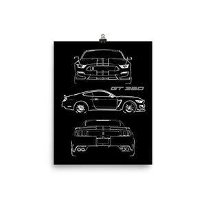 2017 Mustang Shelby GT350 Custom Outline Art Gift Street Racing Poster