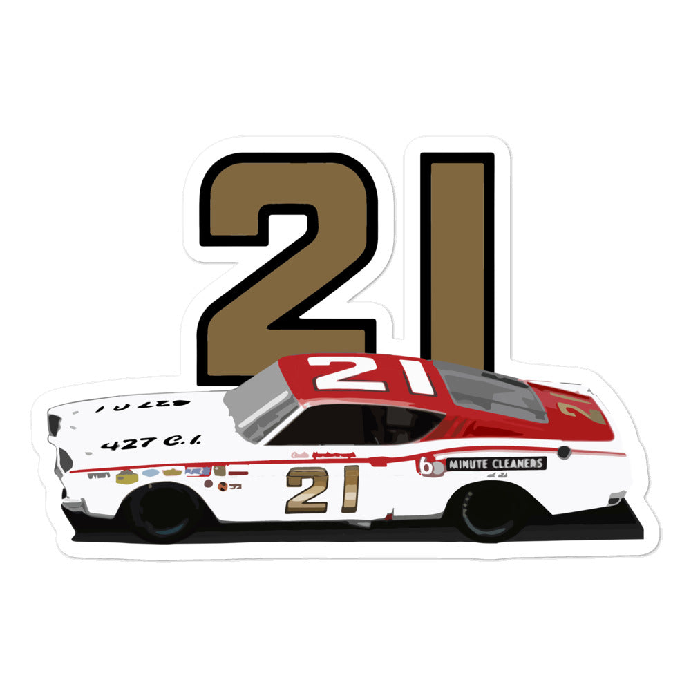 Cale Yarborough #21 - 1968 Mercury Cyclone Race Car sticker 5.5" x 5.5"