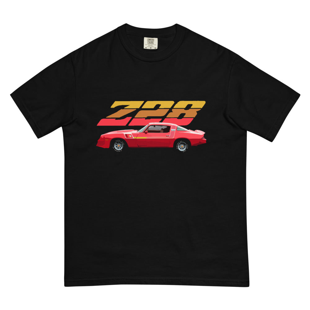 1980 Chevy Camaro Z28 Red Muscle car Club Custom Men’s garment-dyed heavyweight t-shirt