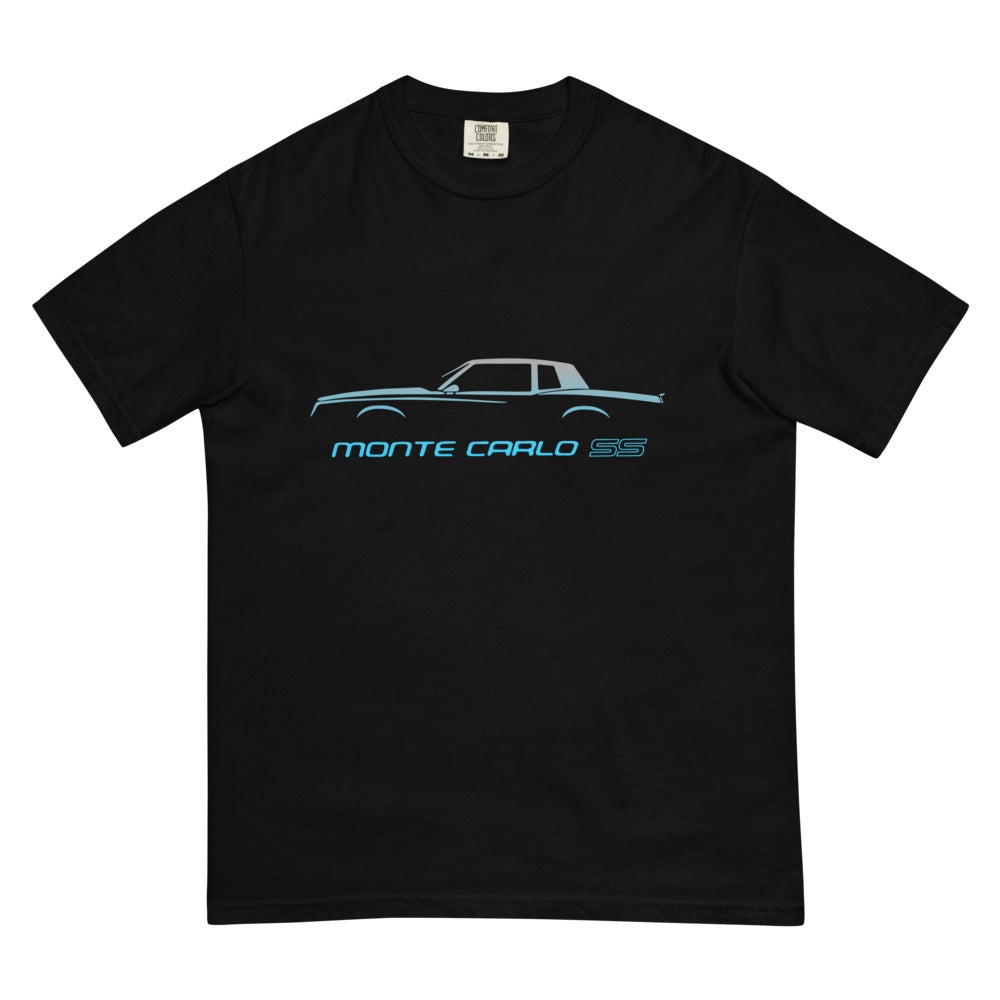 Monte Carlo SS Silhouette Chevy Classic Cars Miami Car Club Custom Men’s garment-dyed heavyweight t-shirt