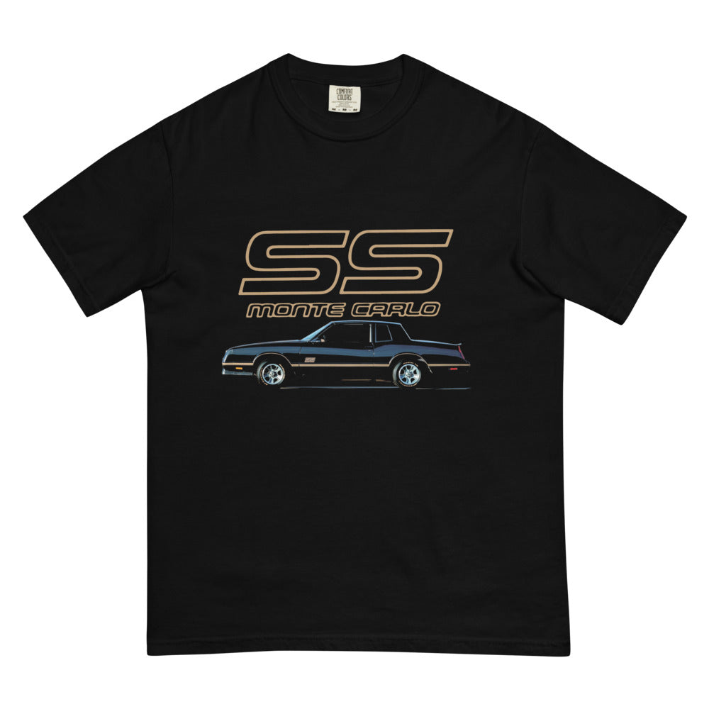 1988 Monte Carlo SS Black and Gold Classic car Emblem Men’s garment-dyed heavyweight t-shirt