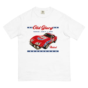 Old Glory 1969 427 L88 Rebel Corvette C3 Race Car Men’s garment-dyed heavyweight t-shirt