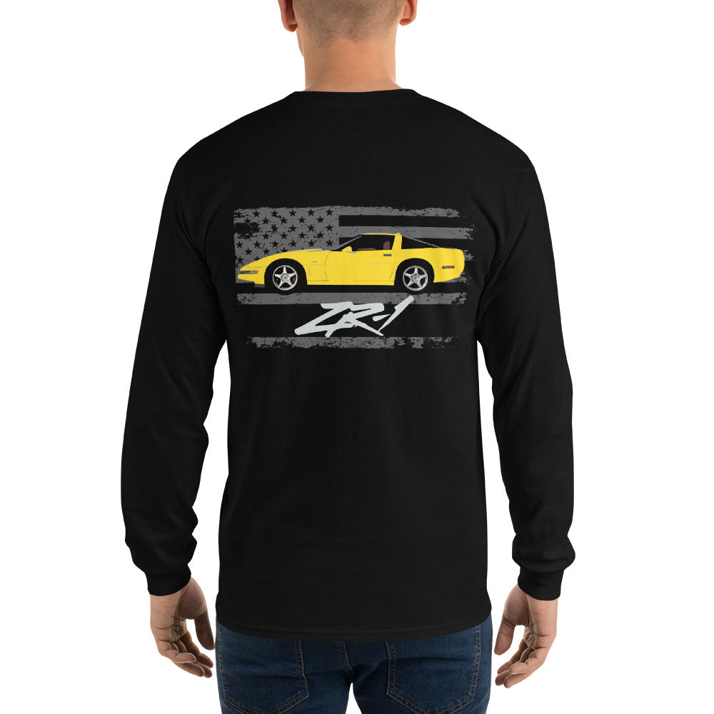 Competition Yellow 1994 Chevy Corvette C4 ZR-1 ZR1 Men’s Long Sleeve Shirt