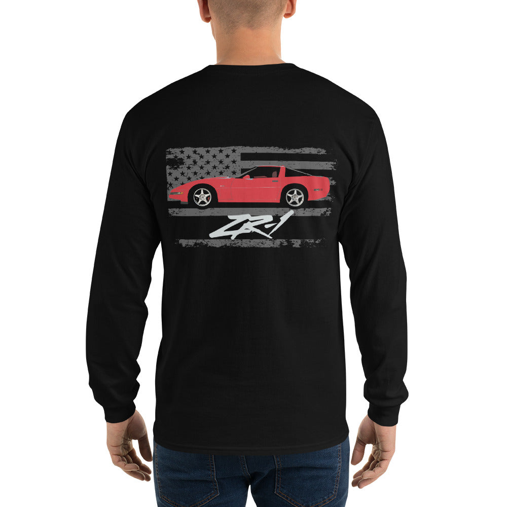 Torch Red 1994 Chevy Corvette C4 ZR1 ZR-1 Men’s Long Sleeve Shirt