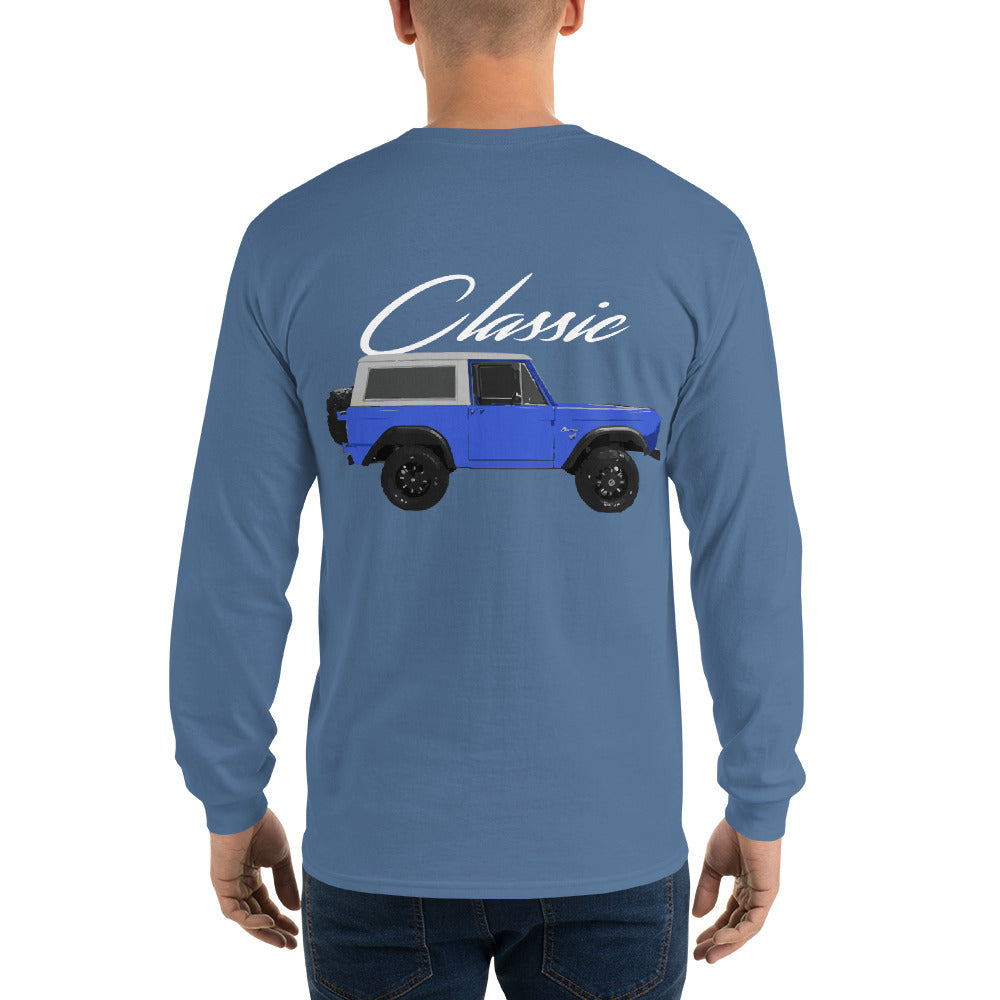 1974 Blue Ford Bronco Truck Classic Men’s Long Sleeve Shirt