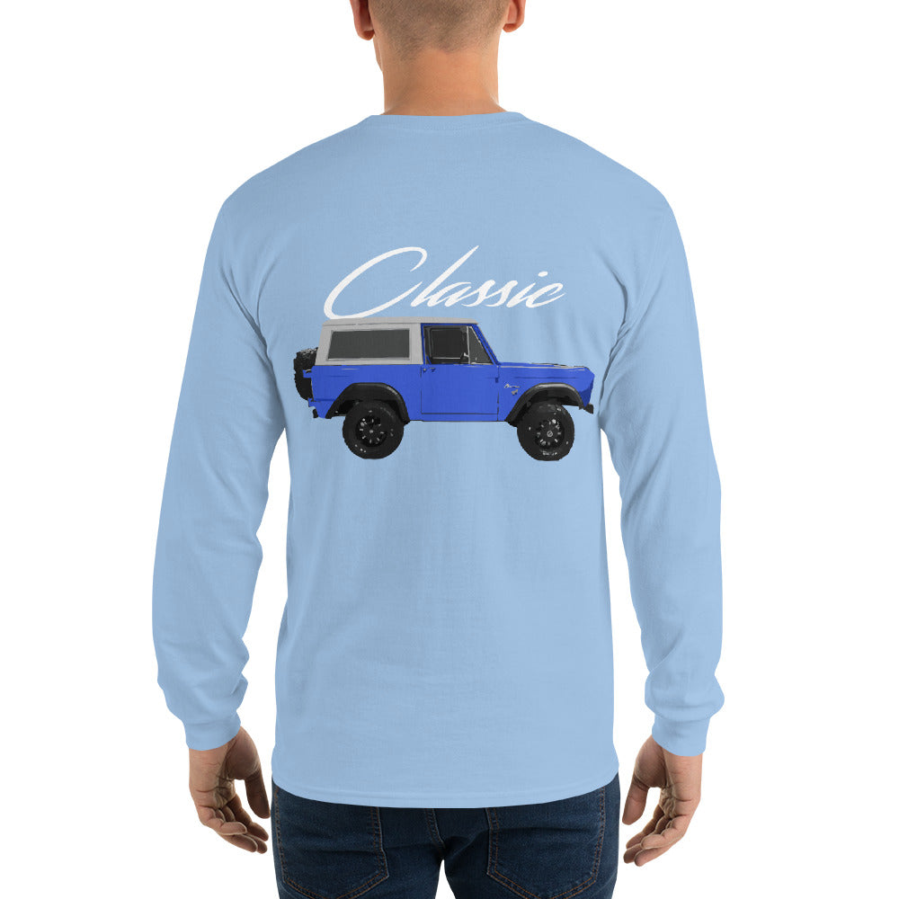 1974 Blue Ford Bronco Truck Classic Men’s Long Sleeve Shirt