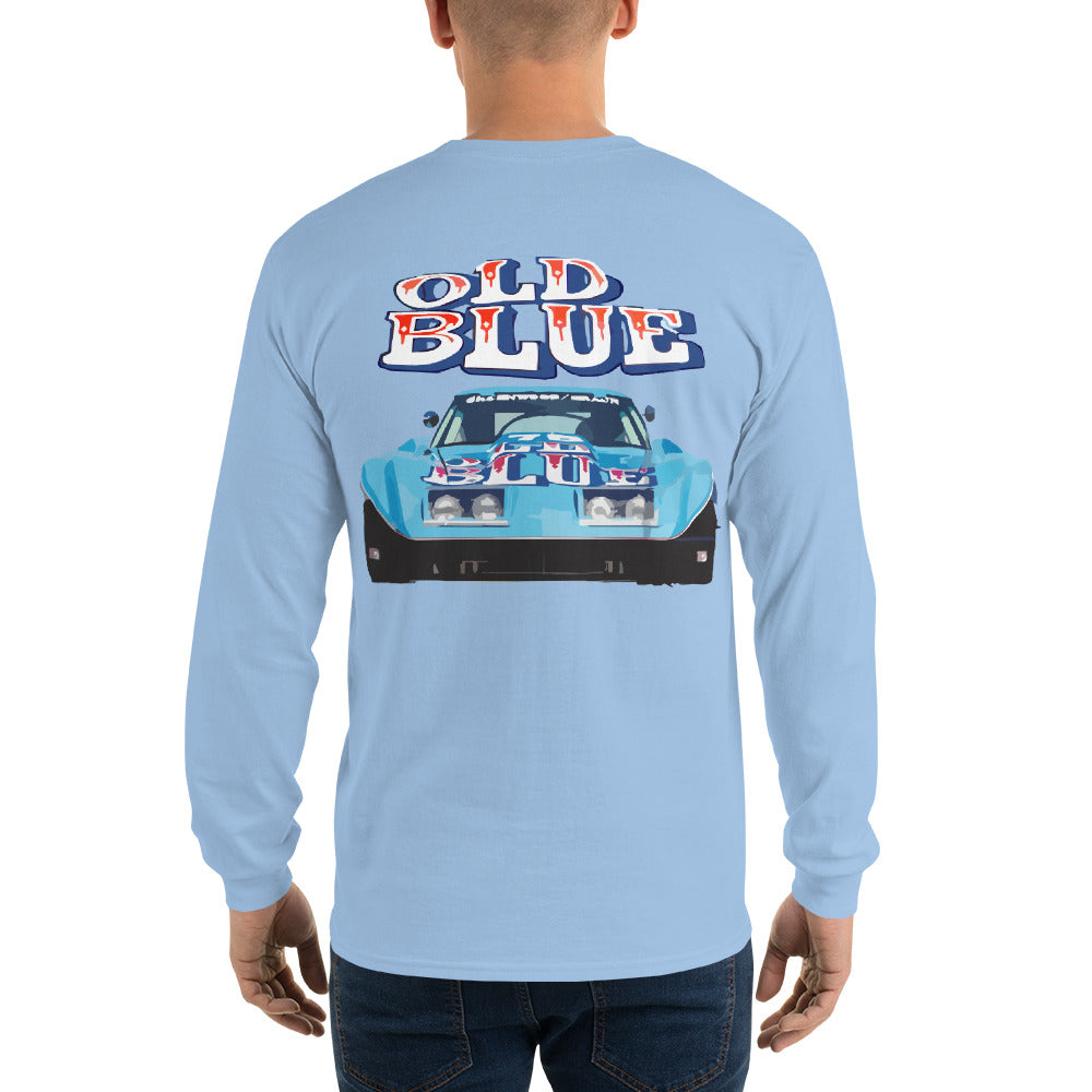 Chevy Corvette Wide Body Race Car Old Blue Men’s Long Sleeve Shirt