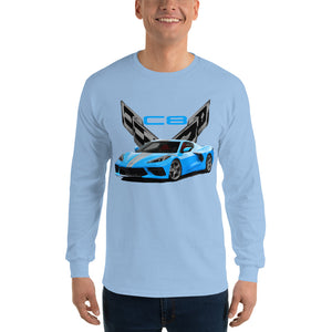 Rapid Blue 2023 Corvette C8 Owners Gift Men’s Long Sleeve Shirt