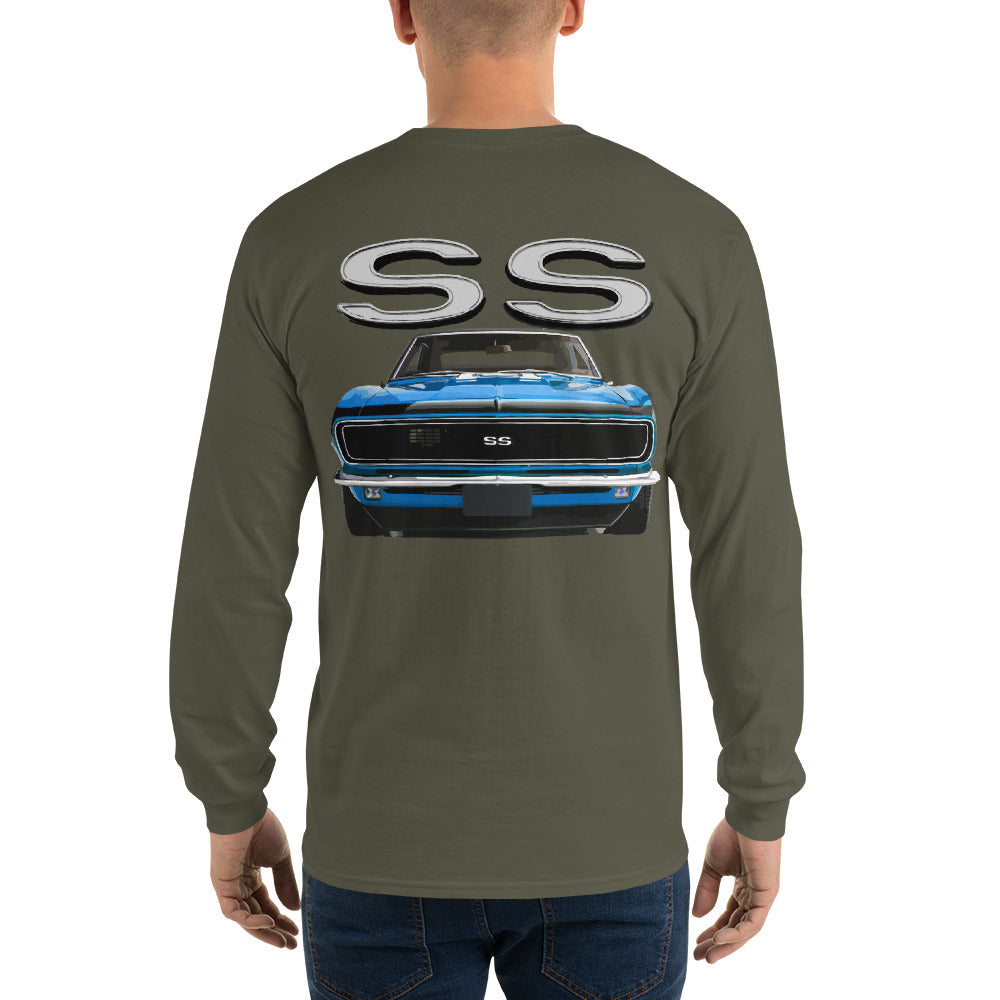 1968 Blue Camaro SS Muscle Car Owners Gift Men’s Long Sleeve Shirt