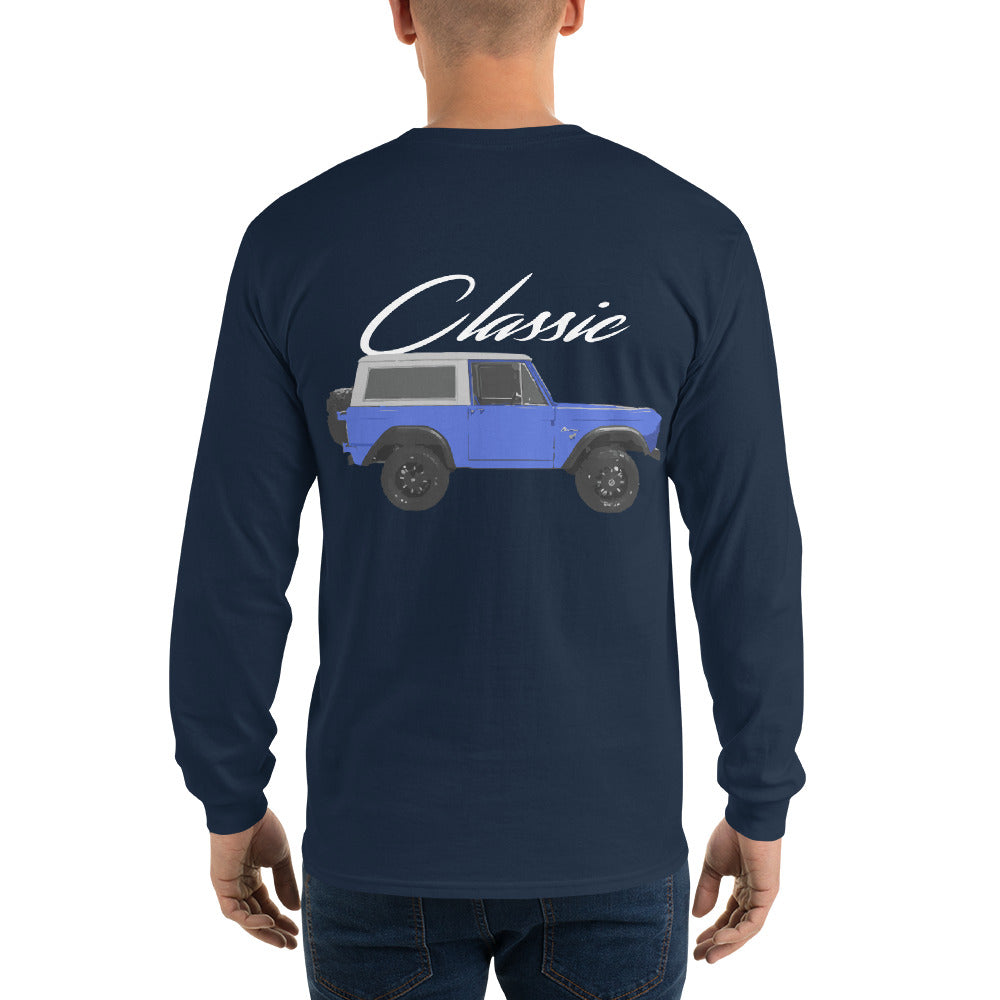 1974 Blue Ford Bronco Truck Classic Men’s Long Sleeve Shirt