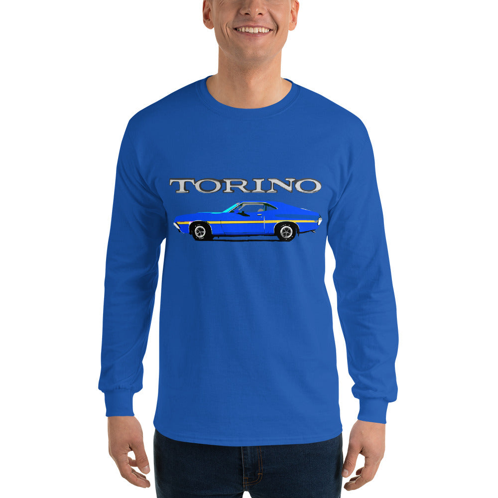 1972 Blue Ford Gran Torino Sport Muscle Car Owner Gift Men’s Long Sleeve Shirt