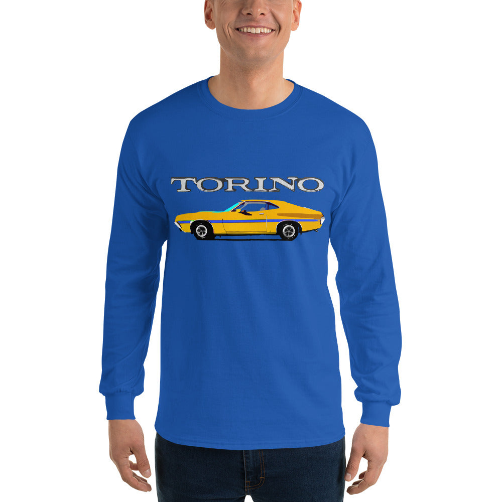 1972 Yellow Gold Ford Gran Torino Sport Muscle Car Owner Gift Long Sleeve Shirt