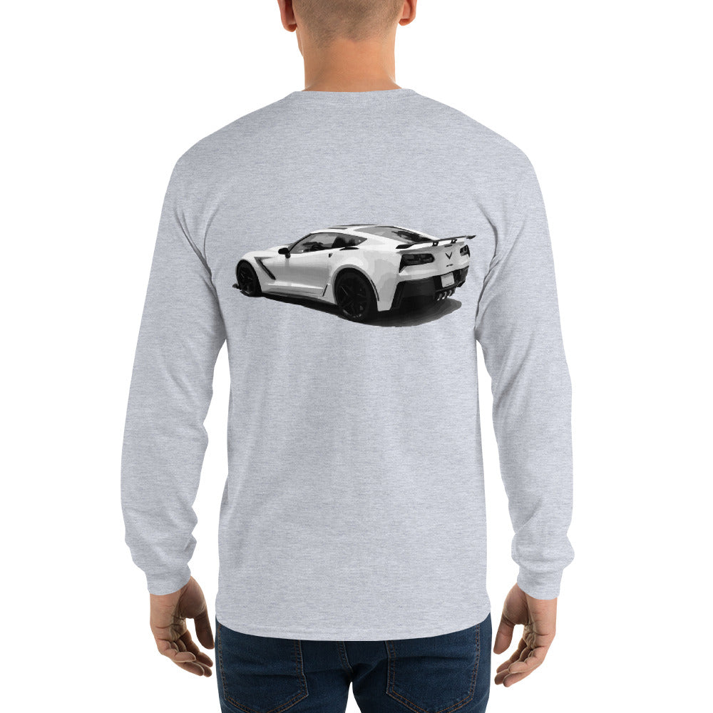 White C7 Corvette ZR1 Owner Gift Men’s Long Sleeve Shirt