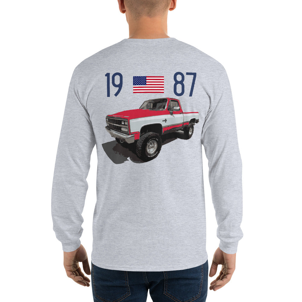 1987 Chevy K10 Silverado Square Body Pickup Truck Owner Gift Long Sleeve Shirt