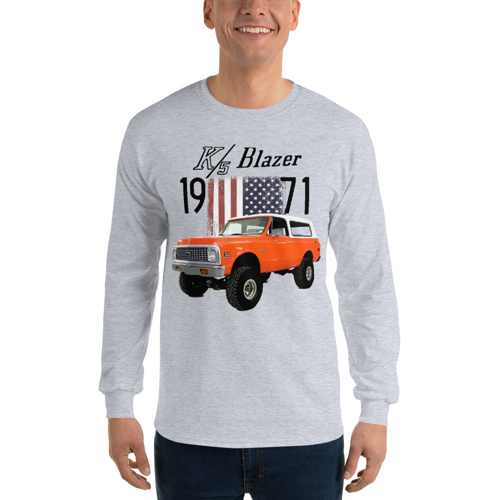 1971 Orange Chevy K5 Blazer Vintage Truck Men’s Long Sleeve Shirt