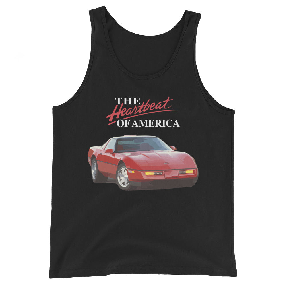 Retro 1990 Chevy Corvette C4 Heartbeat of America Unisex Tank Top