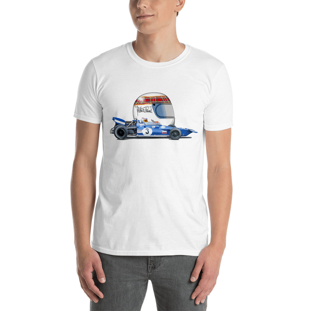 Jackie Stewart Tyrrell 001 '1970–71 F1 Racer Short-Sleeve Unisex T-Shirt