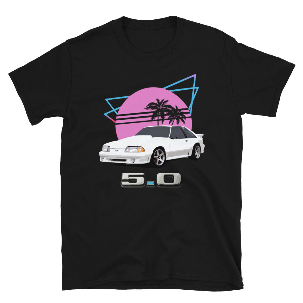 Ford Mustang 5.0 Fox Body Miami Nights Short-Sleeve Unisex T-Shirt