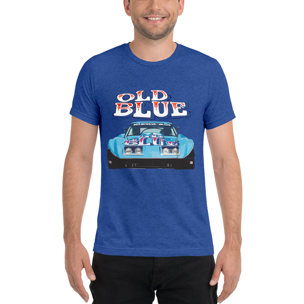 Old Blue Vintage Corvette Race Car Short sleeve t-shirt