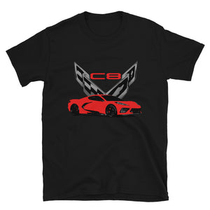 2020 Mid Engine Red Corvette C8 Short-Sleeve Unisex T-Shirt