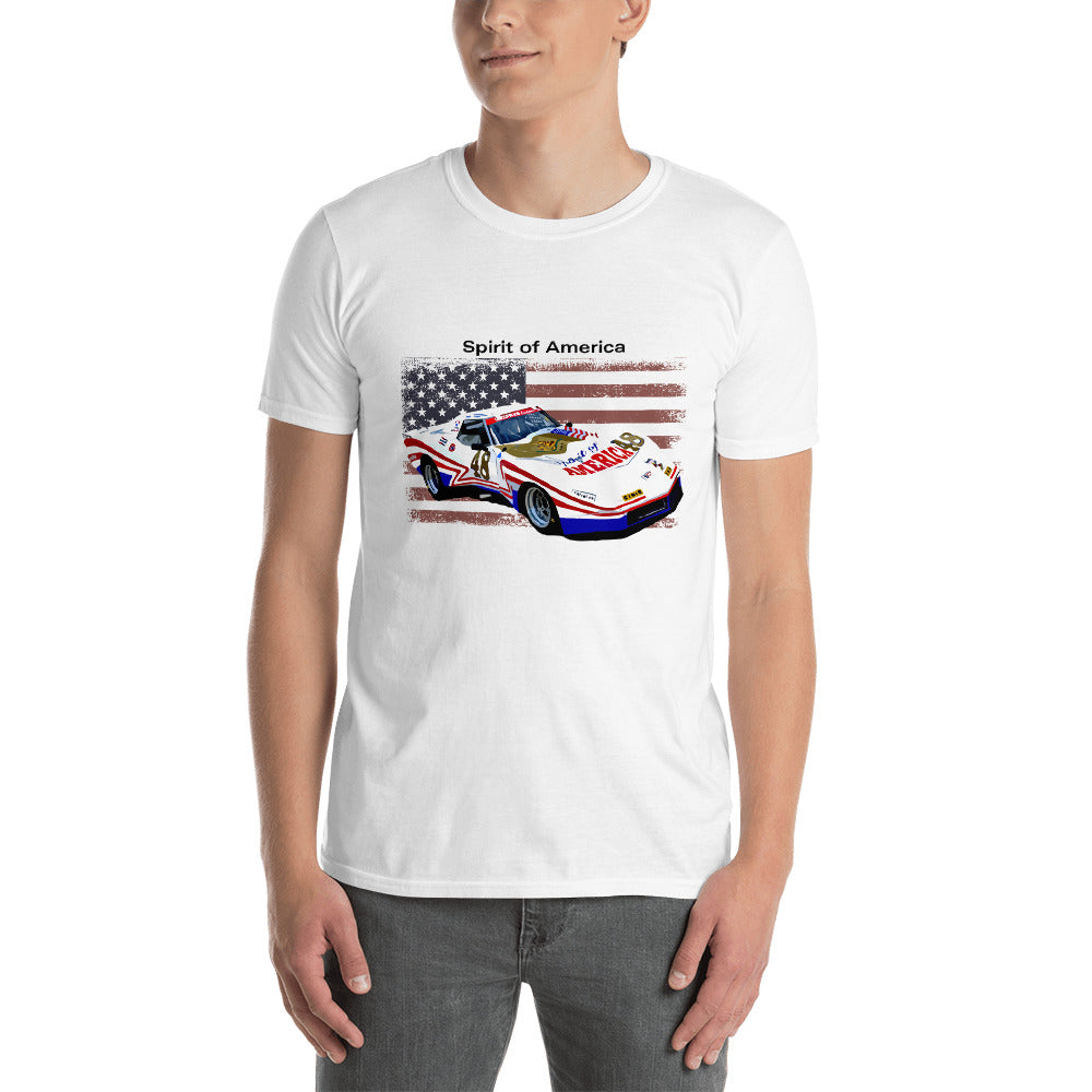 Spirit of America Greenwood Corvette Race Car Short-Sleeve Unisex T-Shirt