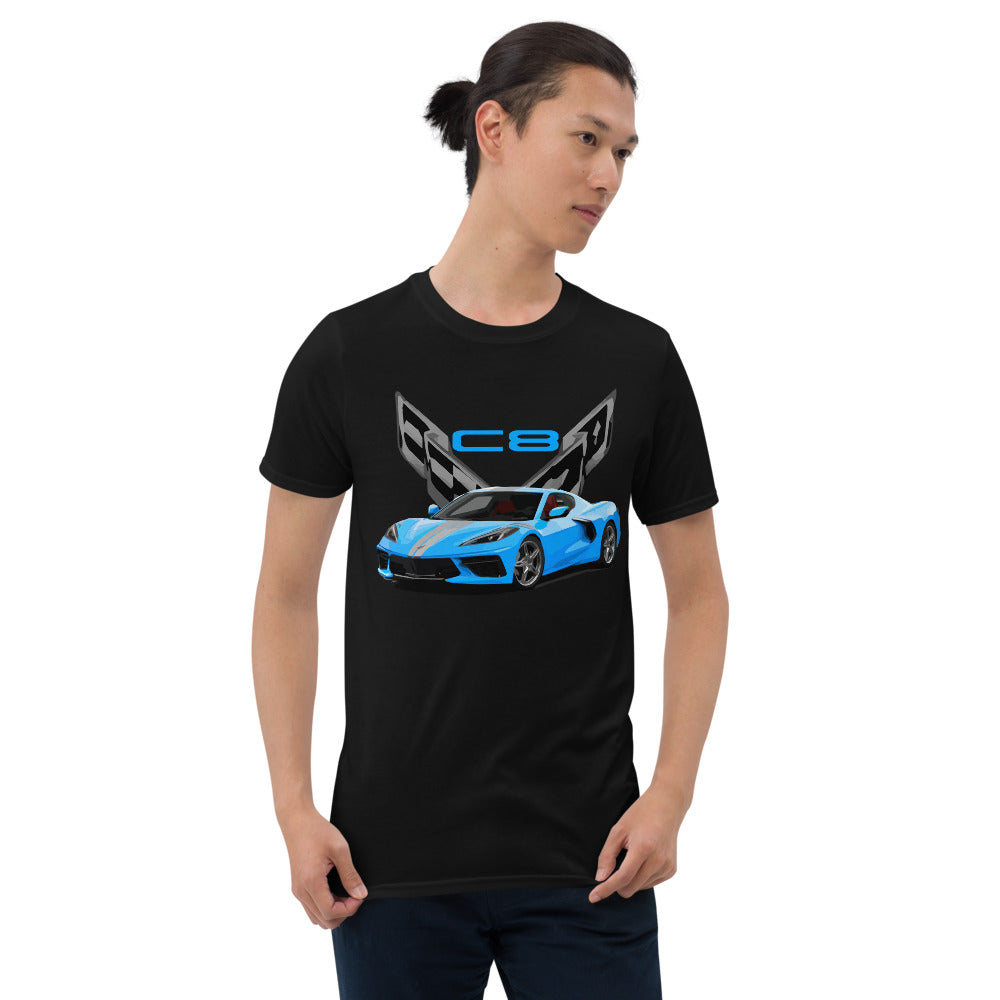 2020 Mid Engine Rapid Blue Corvette C8 Short-Sleeve Unisex T-Shirt