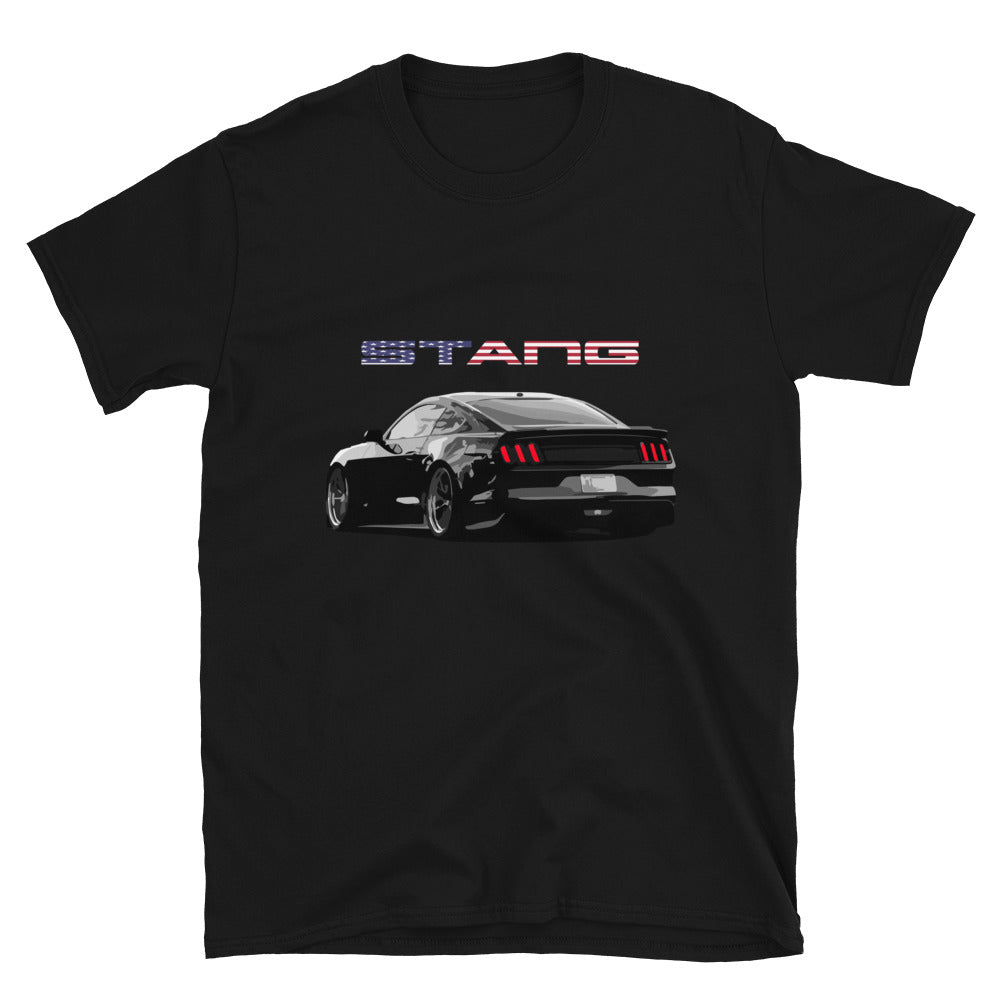Blacked Out Ford Mustang Stars and Bars Short-Sleeve Unisex T-Shirt