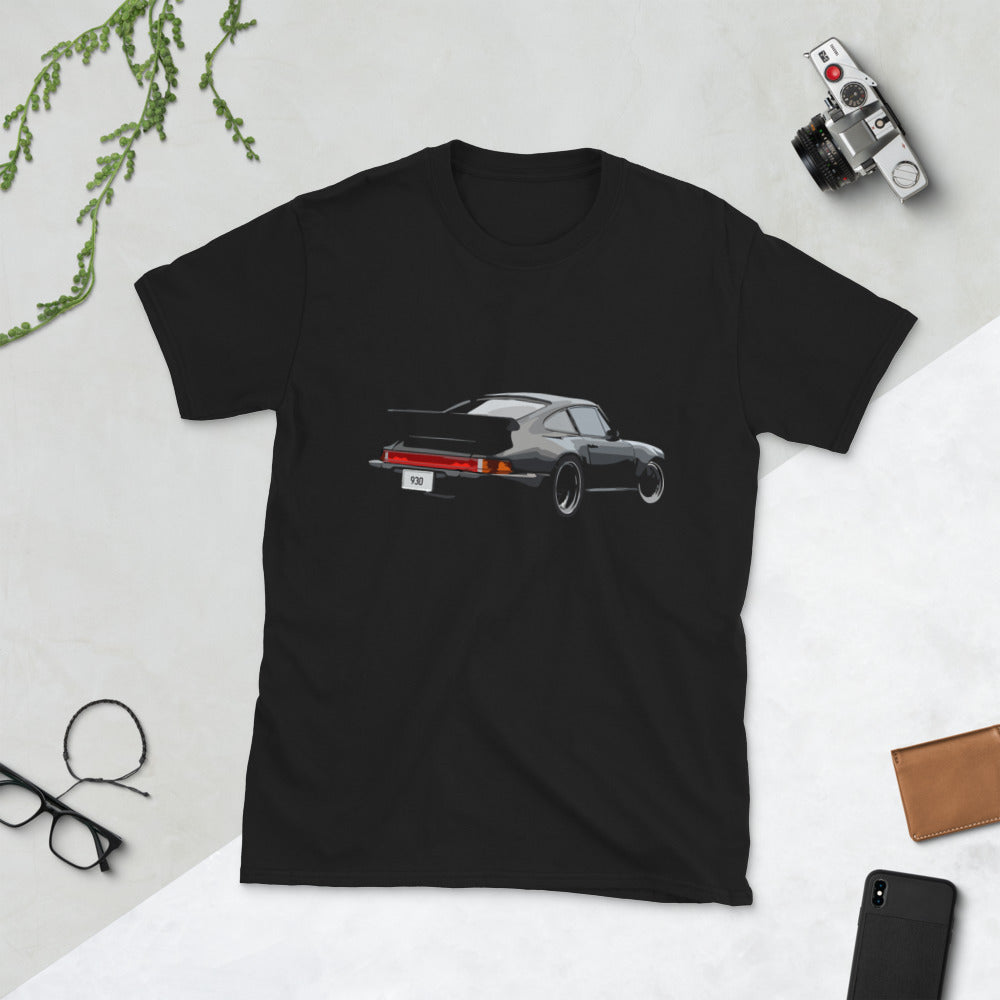 Retro Black 930 Turbo Sports Car Short-Sleeve Unisex T-Shirt
