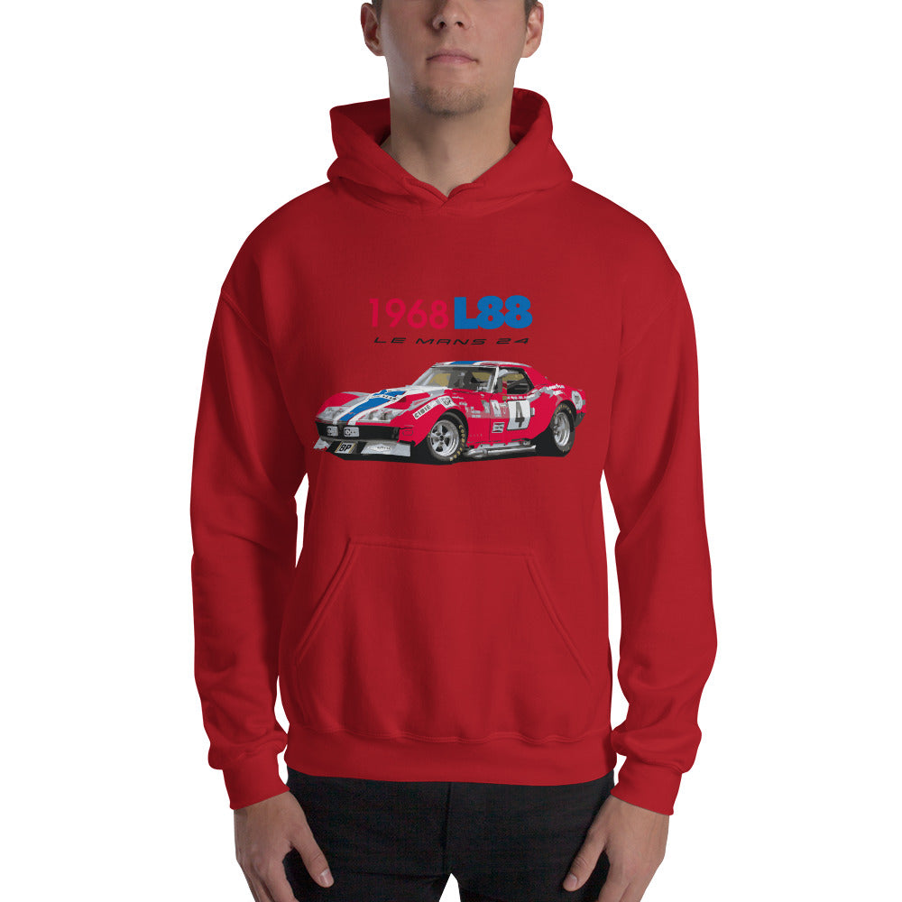 1968 Chevrolet Corvette L88 RED/NART Le Mans Race Car Hooded Sweatshirt