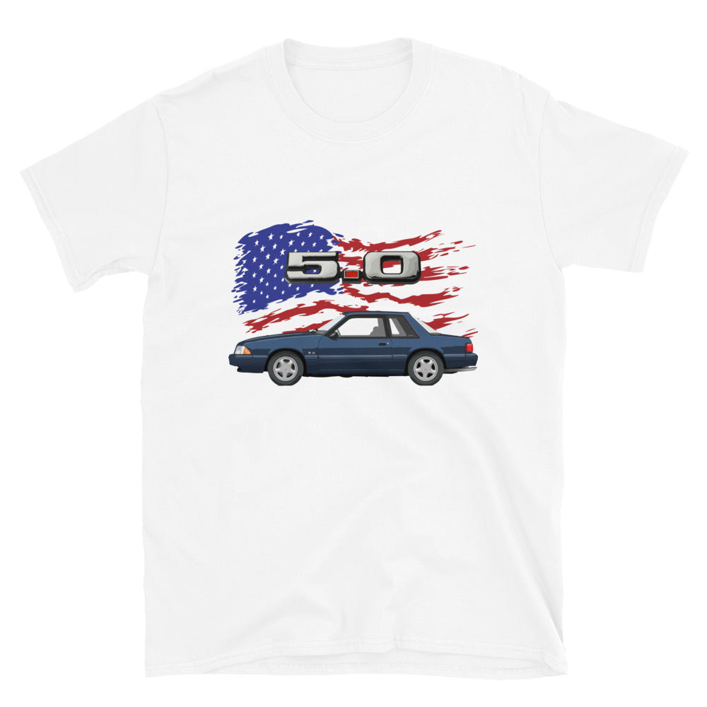 Mustang 5.0 Fox Body American Flag Short-Sleeve Unisex T-Shirt