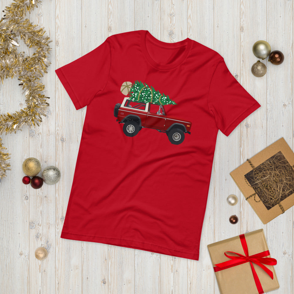 Red Vintage Bronco Christmas Short-Sleeve Unisex T-Shirt