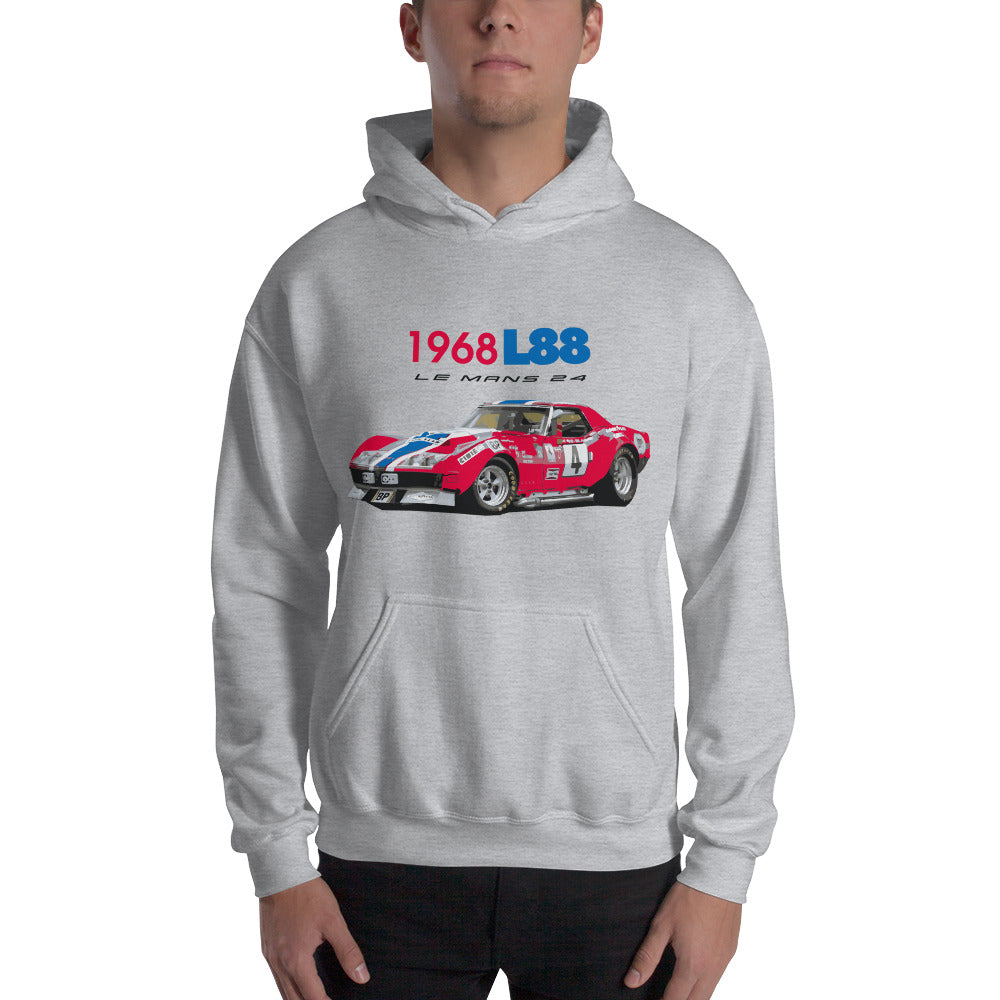 1968 Chevrolet Corvette L88 RED/NART Le Mans Race Car Hooded Sweatshirt