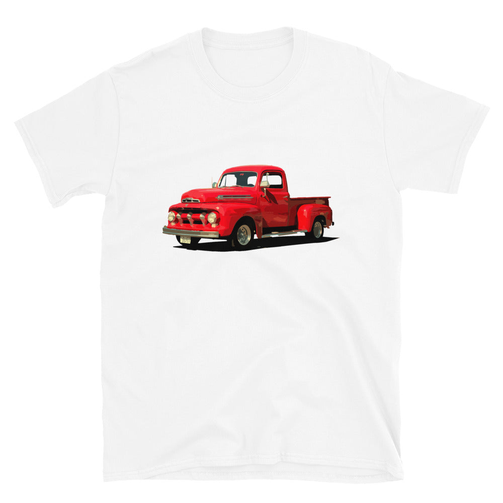1951 Ford F1 Red Pickup Truck Short-Sleeve Unisex T-Shirt