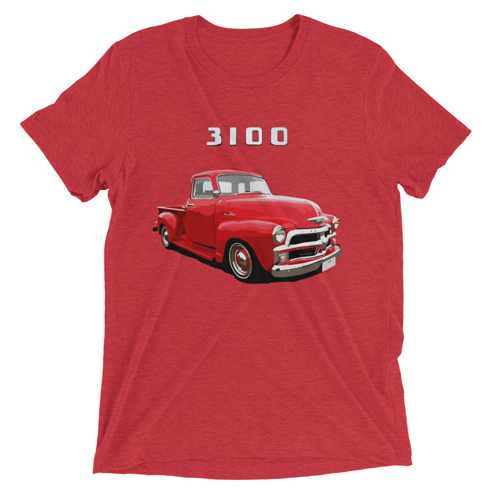 Red Chevy 3100 Antique Pickup Truck Tri-blend t-shirt