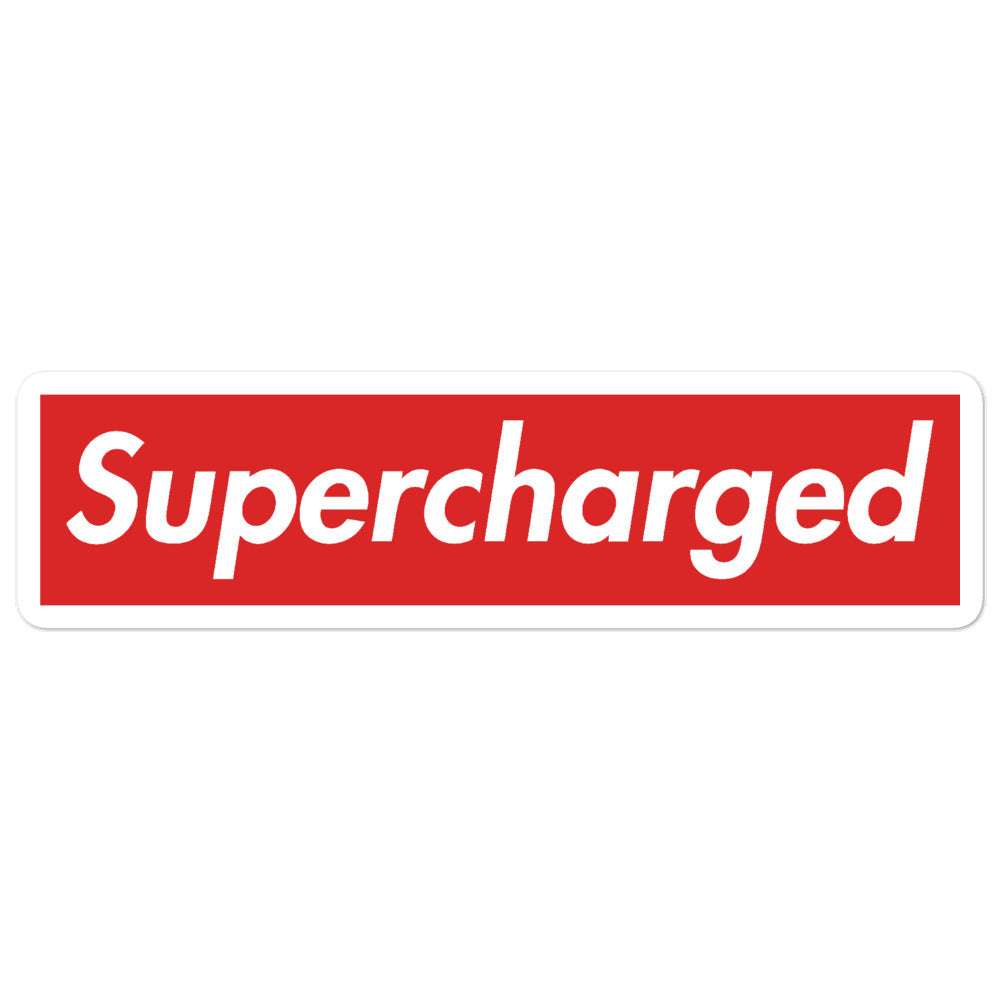 Supercharged Text Fashion Brand Parody Bubble-free sticker