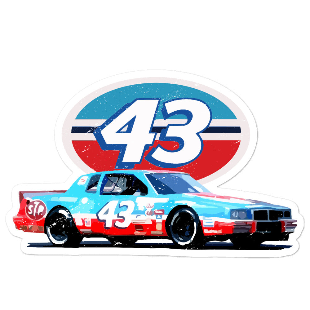 The King 43 Retro Stock Car Racing Bubble-free sticker