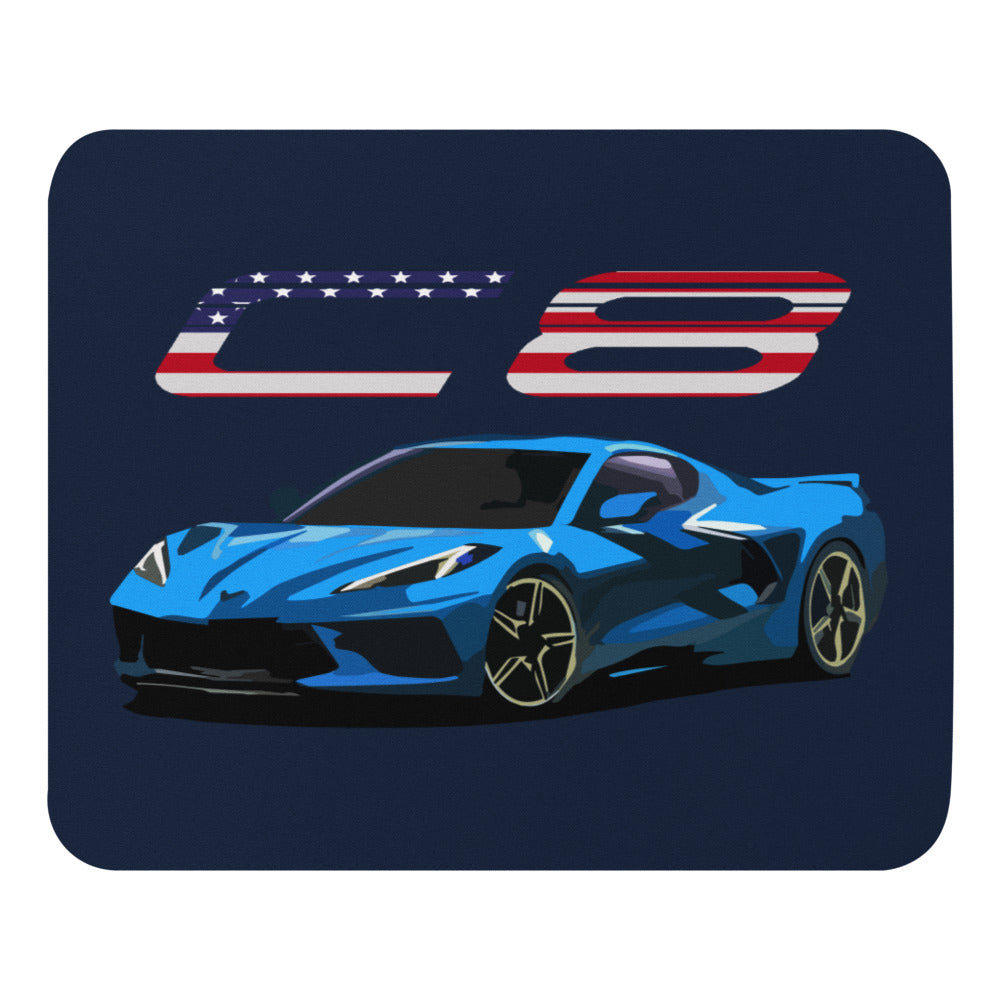 2021 2022 Rapid Blue Corvette C8 Patriotic Mouse pad