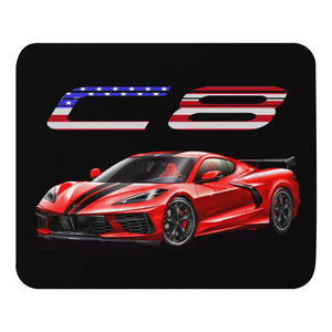 USA Red Mid Engine C8 Corvette Owner Gift Mouse pad