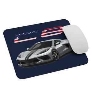 2021 Blade Silver Metallic Corvette C8 Owner Gift Patriotic Mouse pad