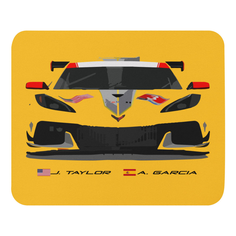Corvette C8R GTLM Race Car #3 Antonio Garcia Jordan Taylor Mouse pad