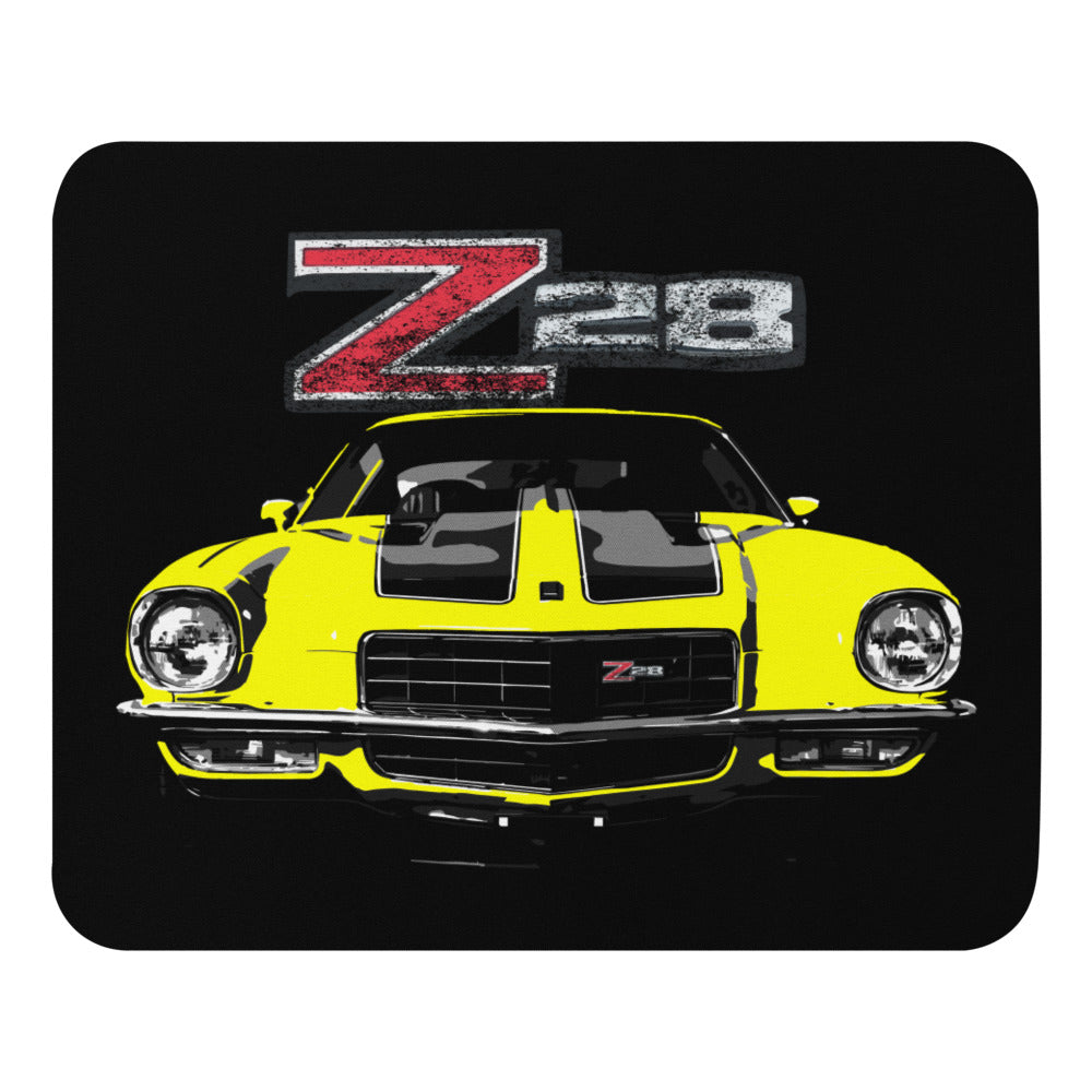 Yellow Camaro Z28 2nd Generation Muscle Car Mouse pad