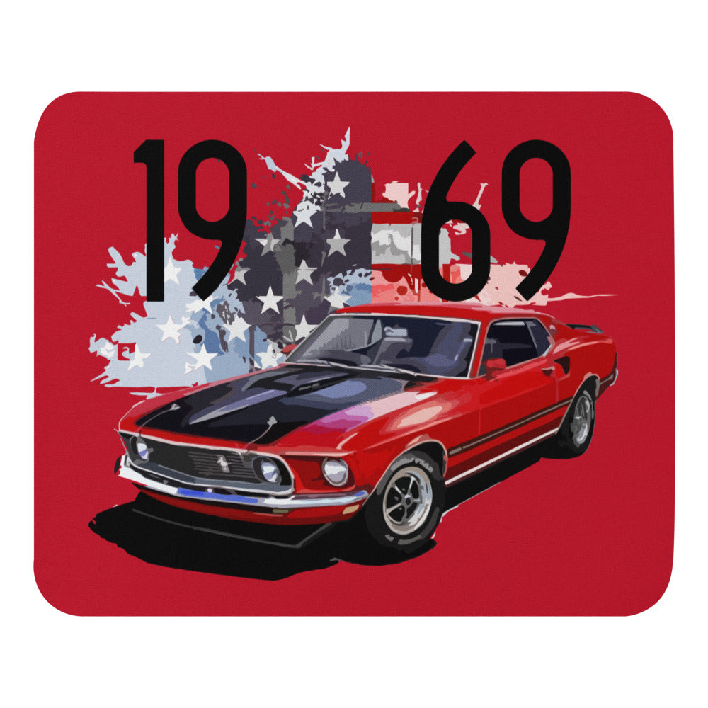 1969 Red Mustang Mach 1 American Muscle Car Owner Gift Mouse pad