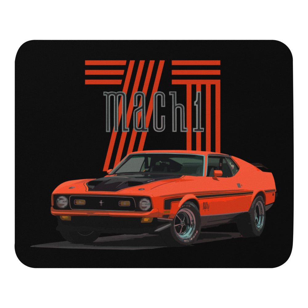 1971 Mach 1 Mustang Orange Muscle Car Custom Art Mouse pad