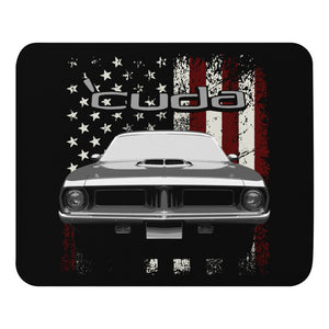 1972 Cuda Barracuda Muscle Car American Flag Patriotic Mouse pad