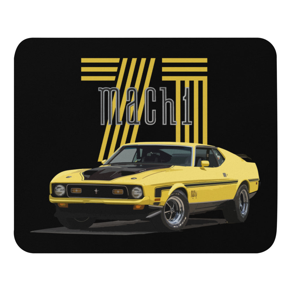 1971 Yellow Mustang Mach 1 Muscle Car Custom Art Mouse pad