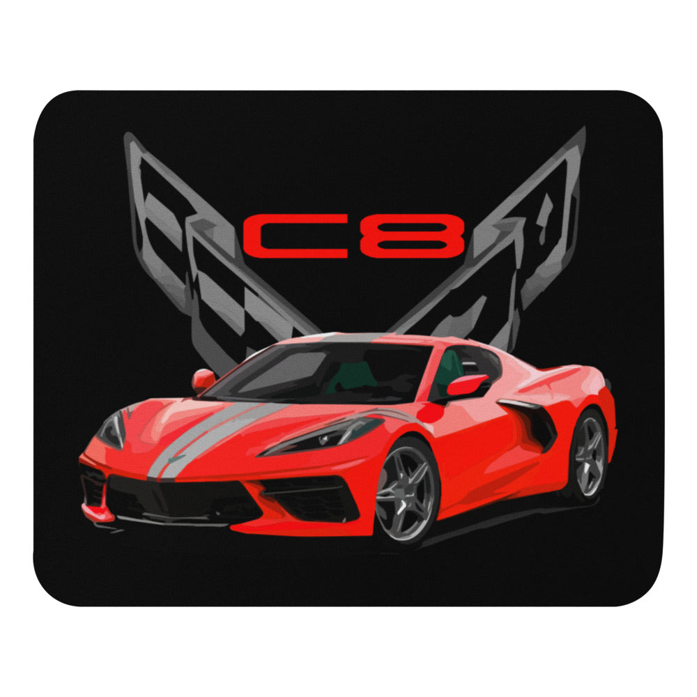 Red 2022 Corvette C8 Gift Custom Art Mouse pad