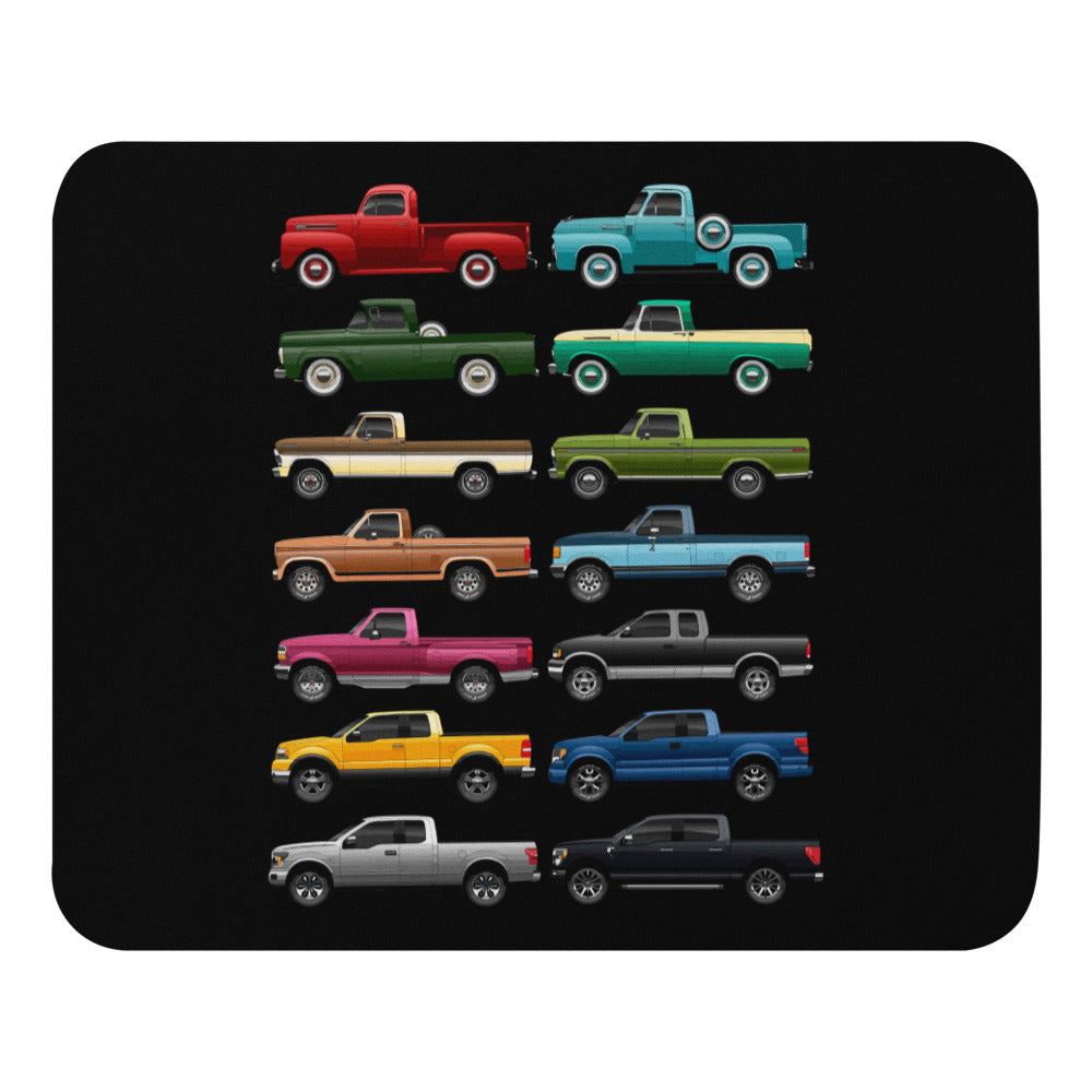 Evolution of Ford Trucks F Series 1948 - 2021 F1 F100 F150 Mouse pad